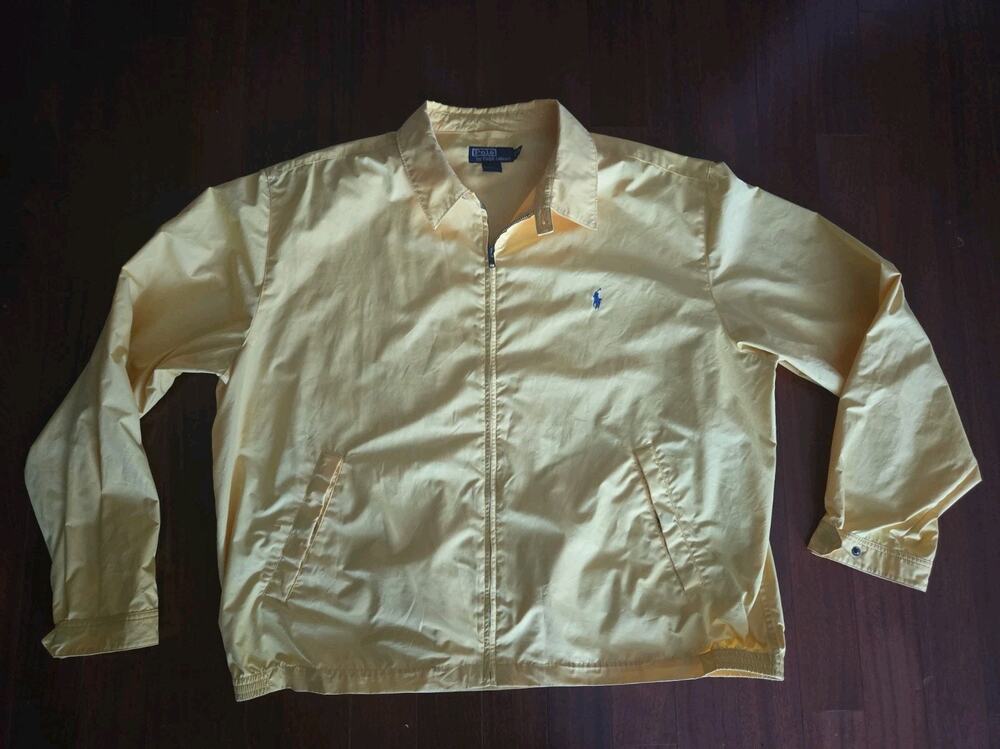 Vintage POLO Ralph Lauren Jacket Yellow XXL Full Zip Lightweight
